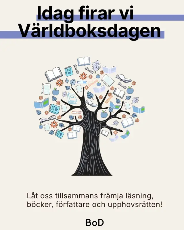 Världsbokdagen firas den 23 april varje år för att främja läsning, böcker, författare och upphovsrätten. Dagen instiftades av UNESCO 1995 för att hylla kulturell mångfald, sprida kunskap och uppmärksamma det skrivna ordets betydelse för förståelse och utbildning i hela världen.

Vi är stolta över alla underbara BoD-böcker och våra lysande BoD-författare! ❤️

#världsbokdagen #förverkligadinbokidé #viälskarböcker📚 #skrivaenbok #författare #bod_sverige #skrivaböcker